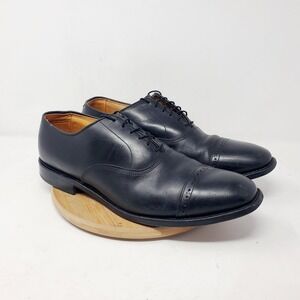 Allen Edmonds Byron Shoes Mens 12 B Oxford Black Leather Cap Toe Brogue